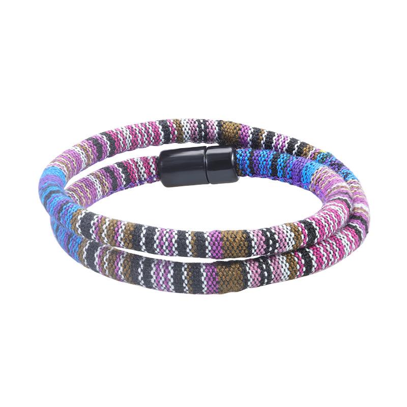 Bohemian Cotton-Linen Double-Layer Magnetic Bracelet in Nepalese Style
