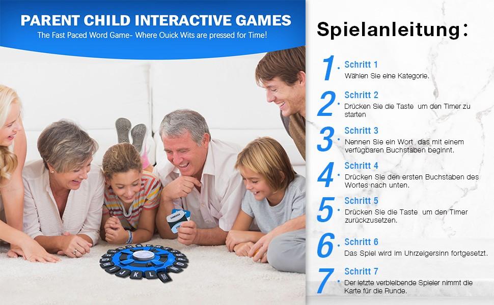 Word Game Fast-Paced Family Board Game Choose A Category & Race Against The Timer To Be The Last Player Learning Game Great For All Ages