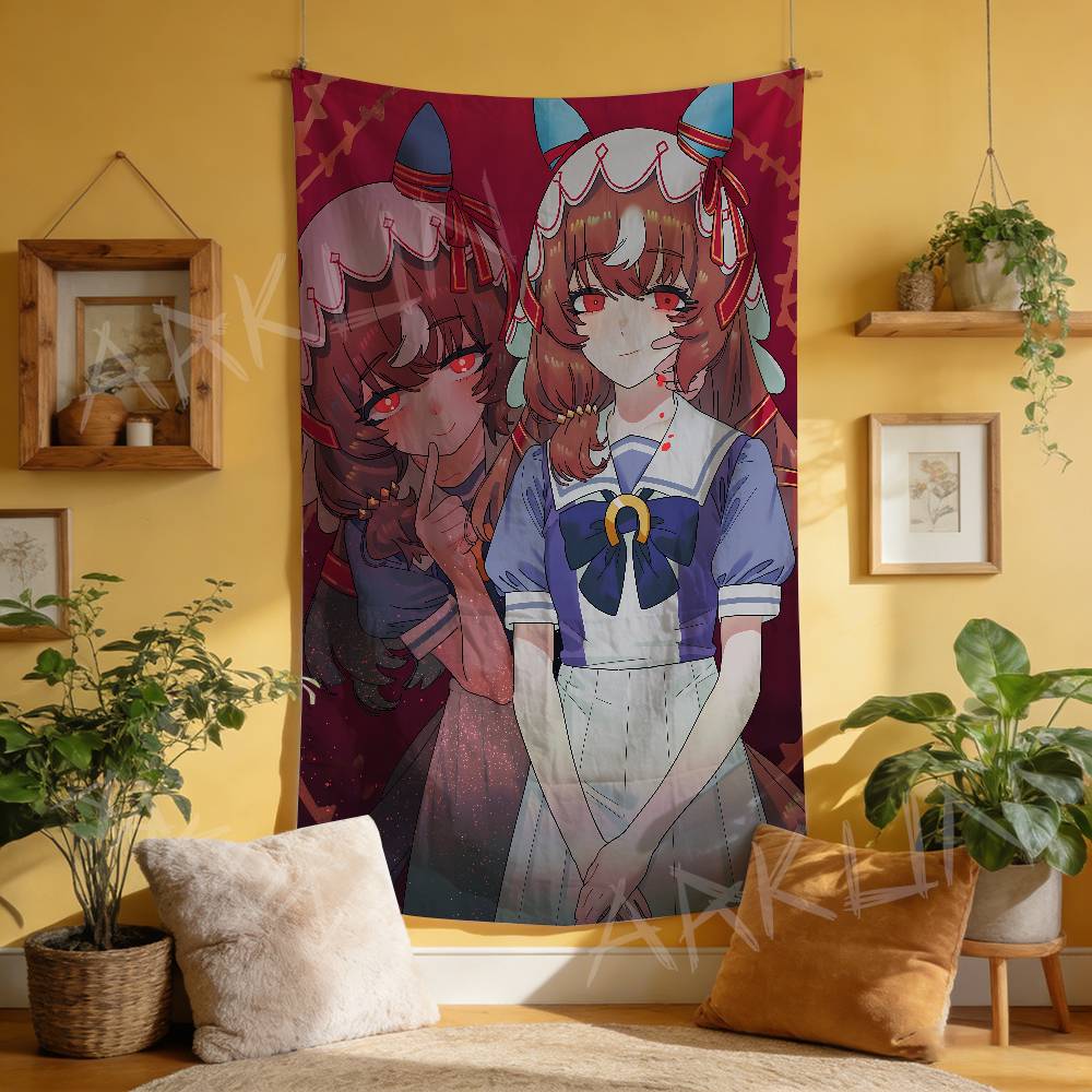 Tapestry Decorative Hot Uma Musume Anime Gaming Girl Tapestry Wall Art Hanging Dorm Background Cloth Banner Fans Gift Home Decor
