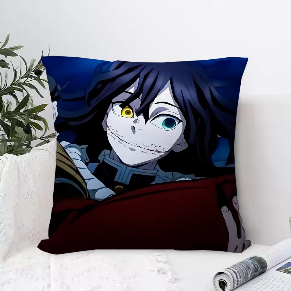 D-Demon S-Slayer Anime Iguro O-Obanai Pillow Case Pillowcase Anti-dustmite Pillow Invisible Zipper Silky Short Plush Sofa Cushio