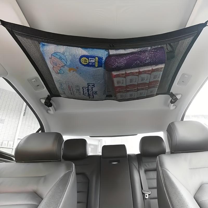 Adjustable Double-Layer Car Ceiling Cargo Net Bag - Fit for SUVs, Long Travel Organizer for Tents, Quilts, Toys, and More, Car Camping Goods Network