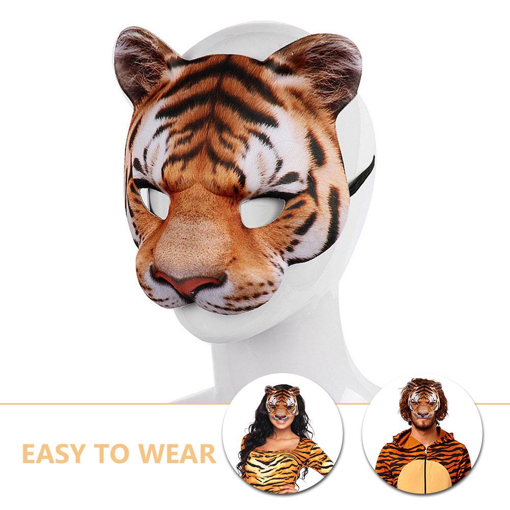 2 Pcs Tiger Mask Halloween Facial Masks Animal Cosplay Full Face Masks Costume Animals for Party Eva Masquerade Photo Props