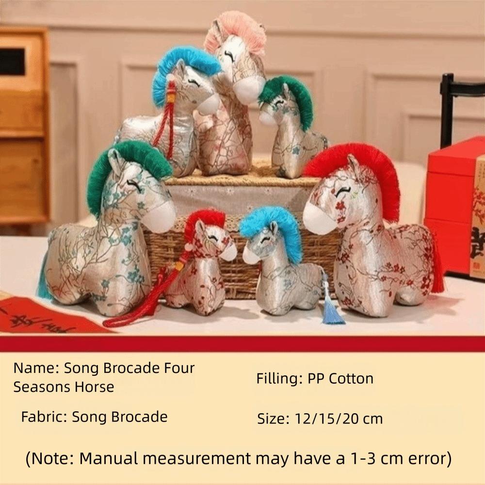 Tassel Tail Horse Plush Doll PP Cotton Filling Pony Decor Cute New Year Mascot Decor  Office Decor