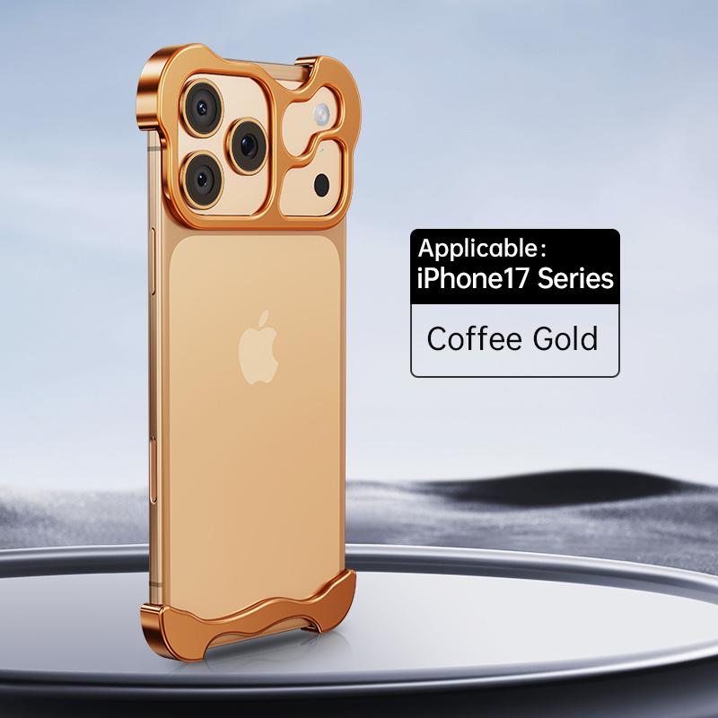Luxury Alien Metal Borderless Phone Case For iPhone 12 13 14 15 16 17 Pro Max Lens Protecti Shockproof Aluminum Alloy Back Cover