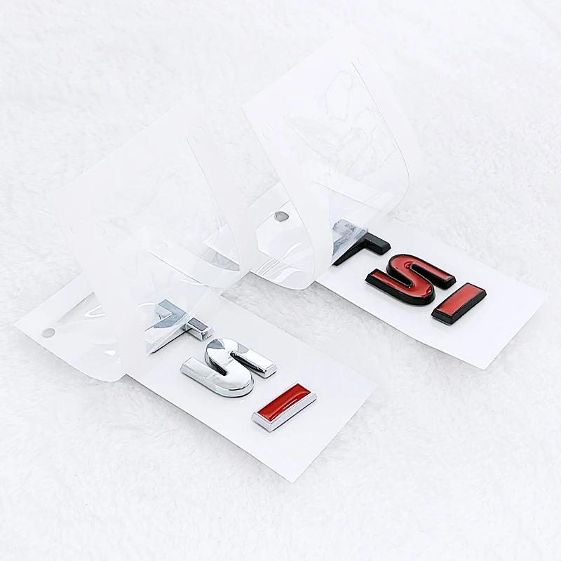 3D ABS Chrome Black Logo TSI Emblem Letters Car Trunk Badge For VW TSI Sticker Accessories