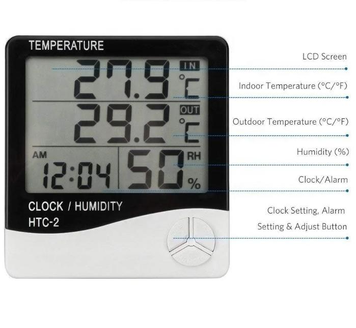 Factory Portable 2 in 1 Indoor Digital LCD Temperture Electronic Hygrometers Thermometer (WHITE,± 5% RH&-10℃~50℃) белый