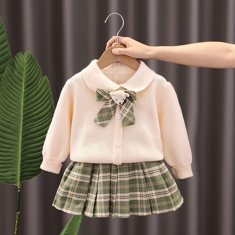 Trendy Girls Two Piece Outfit Chic Spring Autumn Cotton Clothing For Children StyleB,120