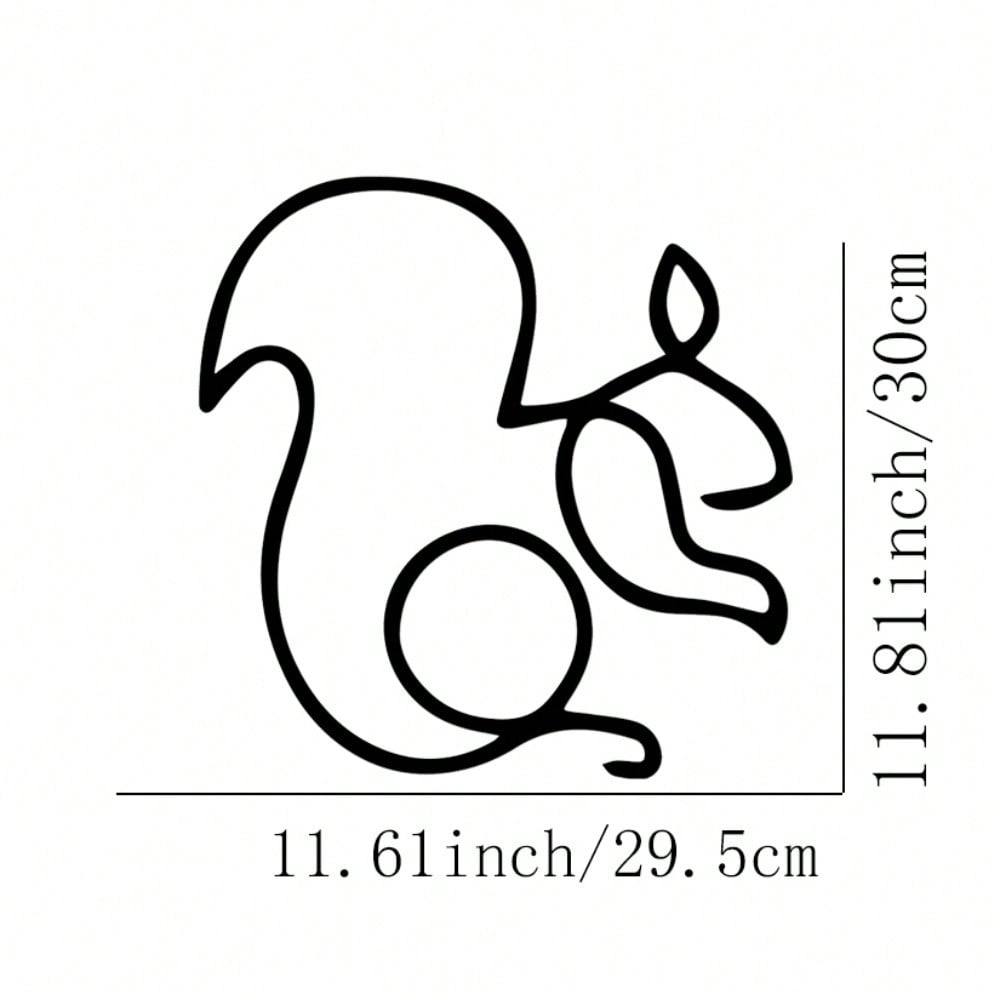 Flat Minimalist Squirrel Wall Art Modern Metal Decor for Living Room Bedroom Office Iron Animal Silhouette