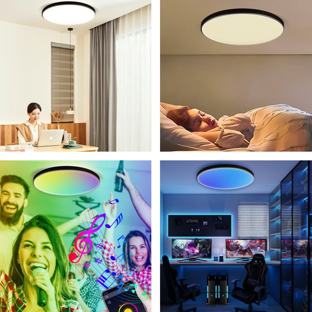 Smart LED Ceiling Lamps Bluetooth APP Control Ceiling Light 110-265V Dimming RGB Panel Light Ceiling Lamp Bedroom Light Fixture