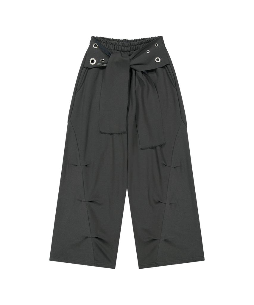 Aejeuyua Tie Belt Sweatpants Charcoal