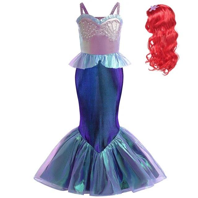 

Летнее детское платье принцессы для девочек, фатиновый карнавальный костюм русалки, детская карнавальная одежда для дня рождения, От 3 до 8 лет