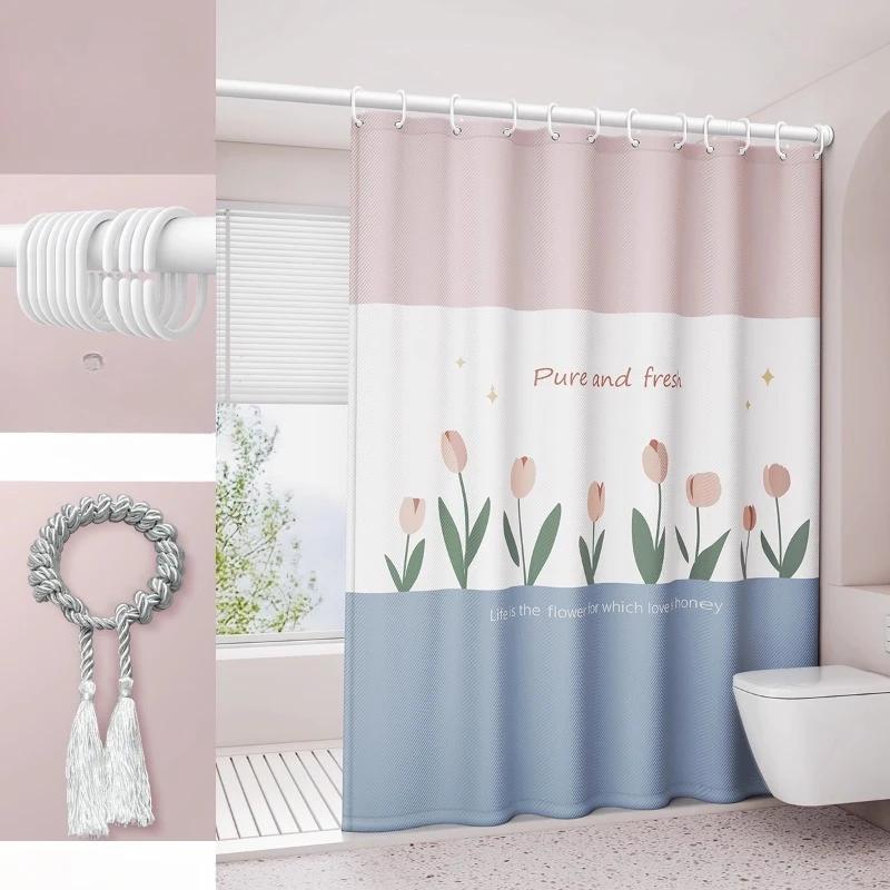 Cartoon Bathroom Curtains for Living Room Home Decor Blackout Curtains Living Room Bedroom Balcony Screen Dustproof