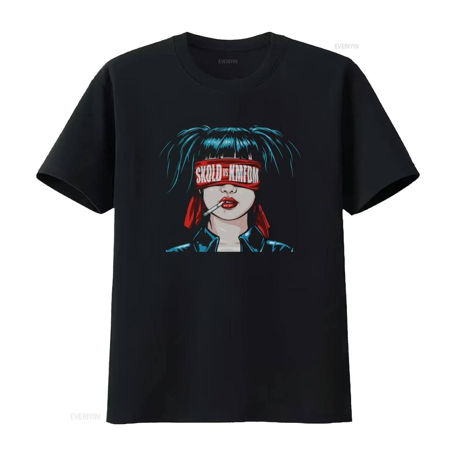 KMFDM Skold vs T Shirt Cotton Black vintage Washed Versatile Stylish fashion graphic streetwear S чёрный