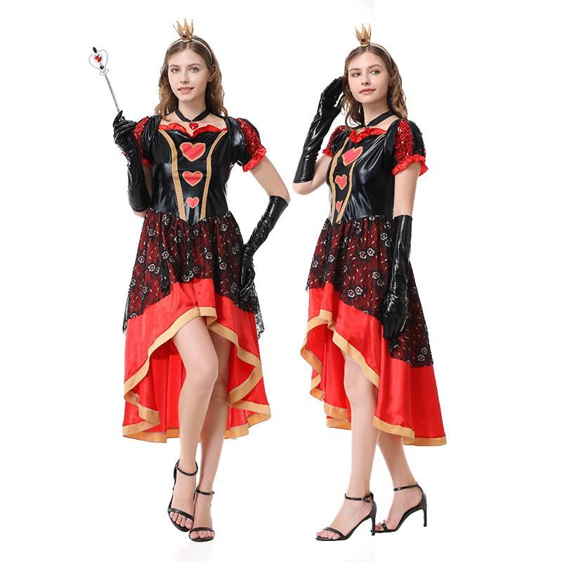 Queen Of Hearts Costume Cosplay Dress Women Halloween Party Role Play Outfit Size M L XL