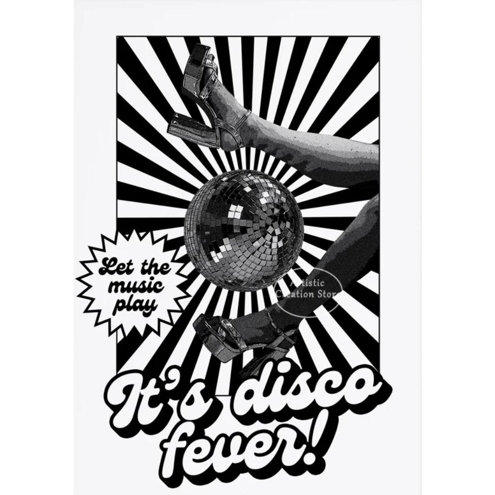 Galerie Musik Kunst Wand Heimdeko Retro Disco Poster Schwarzweiß Leinwandmalerei Party Disco Druck Wandbilder