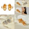 Elegant Vintage Luxury Alloy Floral Earrings With Exquisite Layered Gold Design For Women