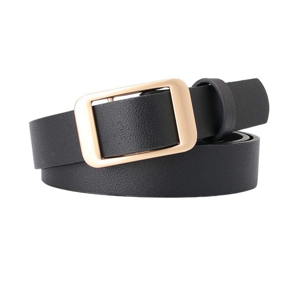 Stylish Minimalist Belt For Women Golden Hardware Detailing Slim Fit Faux Leather Design