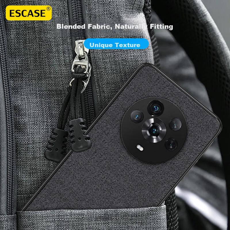 ESCASE Honor Magic4 Phone Case, Honor Protective Cover, Creative Full-Edge Anti-Drop Leather Back Cover, ES-19 Deep Black
