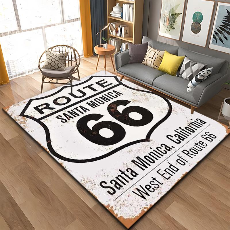 Historic Route 66 Pattern Rug Large Carpet Area for Living Room Kids Bedroom Sofa Kitchen Doormat Decor Child Non-slip Floor Mat