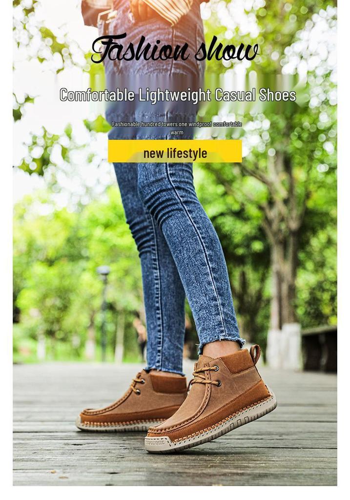 Women's Non-slip Soft Sole Ankle Boots, Spring/Autumn Plus Size Casual Hand-stitched Mother's Shoes