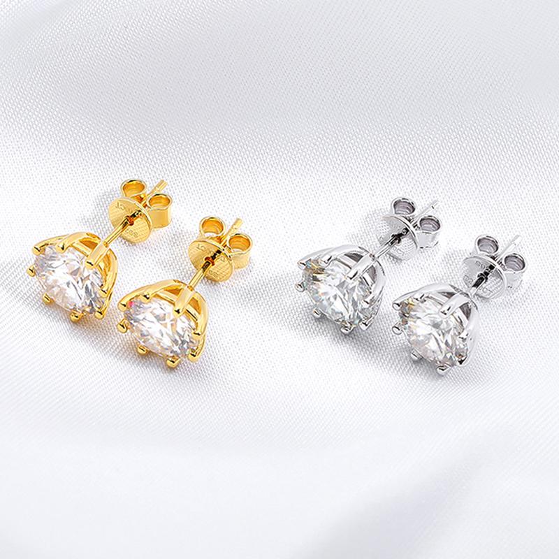Smyoue 2ct Round Cut D Color Moissanite Earring Studs for Women 100% 925  Silver Lab Diamond Ear Stud White Gold Plated