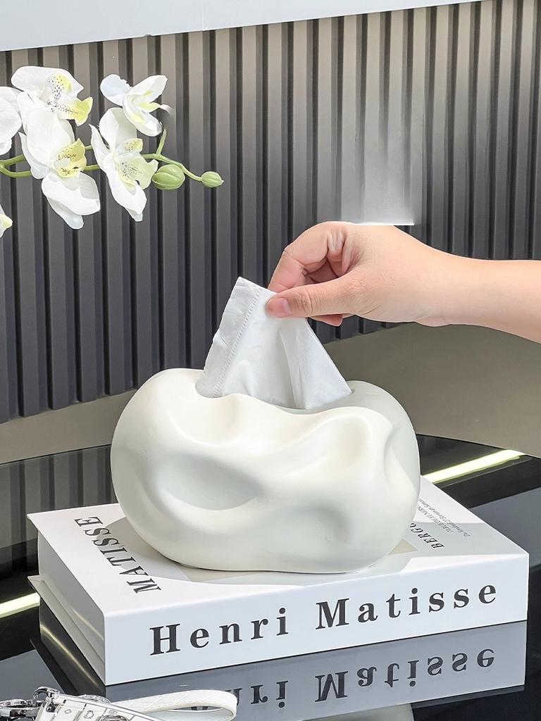 Concavo-convex Ceramic Tissue Box Desktop Decoration Creative Tissue Storage Box Modern Napkin Tissue Holder Home Decoration