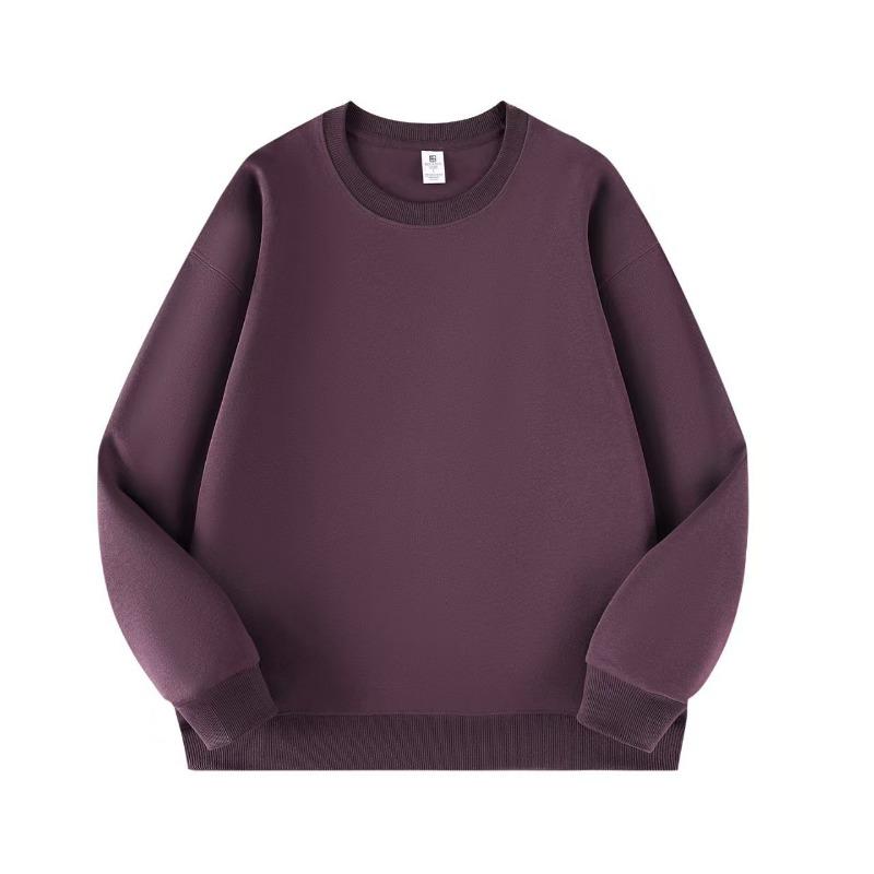Solid Color Loose Crew Neck Long Sleeve Fleece Hoodless Casual Mens Sweatshirt