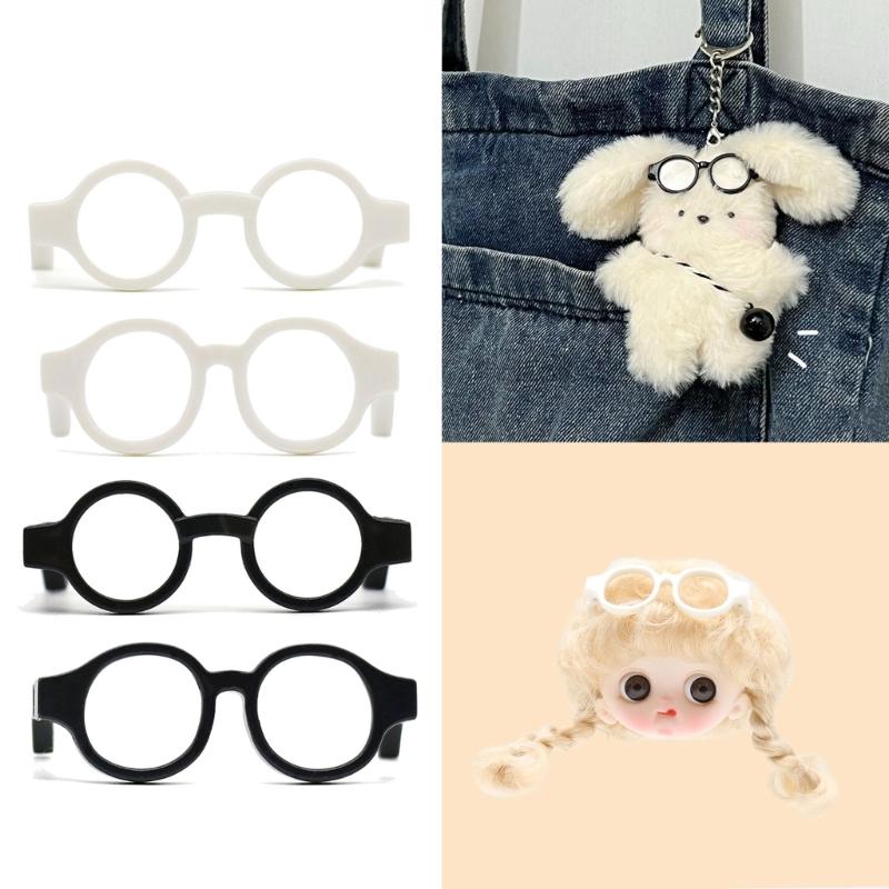 5Pieces Black Frame Glasses Mini Doll Accessory Doll Photo Props Round Square Frame Glasses Miniatures Doll House Props