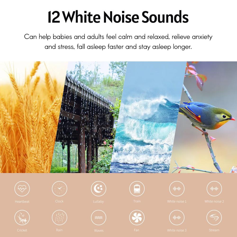 Portable White Sound Machine Baby Sooth    Night Light with 12 Soothing Sounds 7 Lighting Colors Tim  for Baby Students Adults Sleep Work M