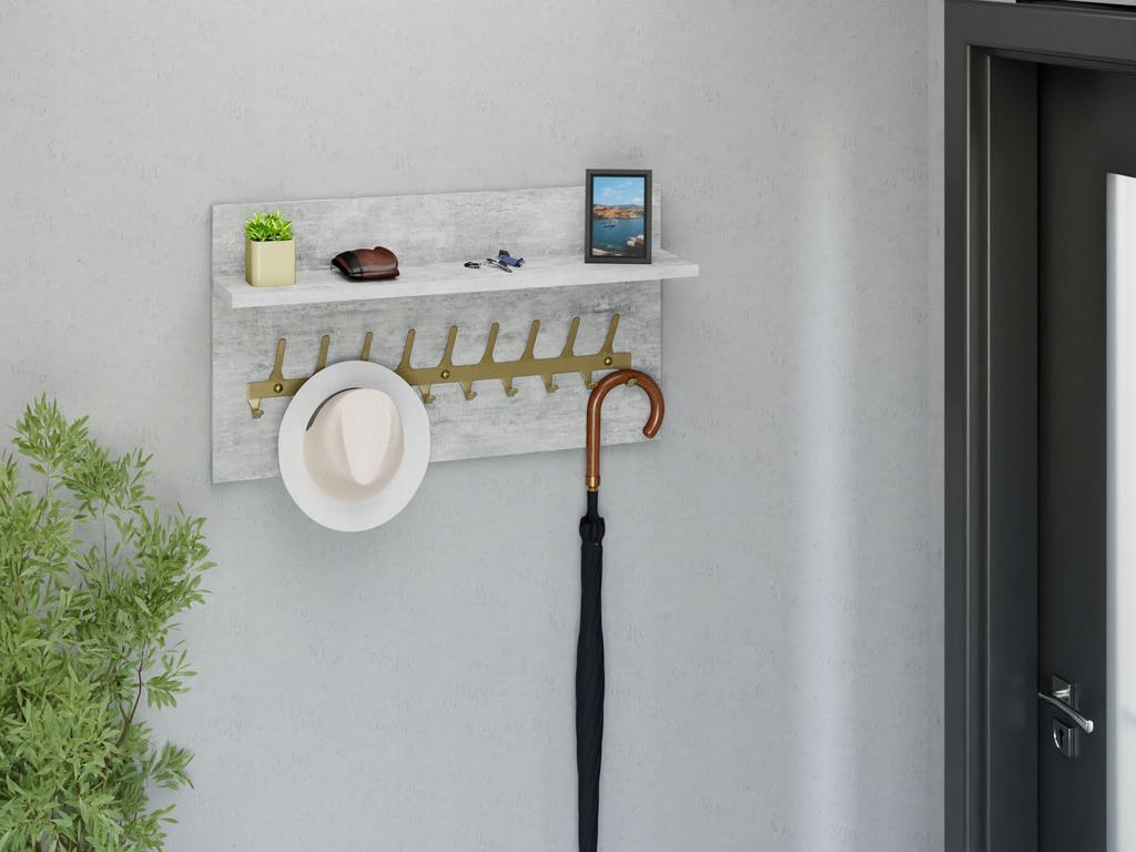 Loft Clothes Rack 70 Cm - Gold + Light Concrete, Solid And Stylish