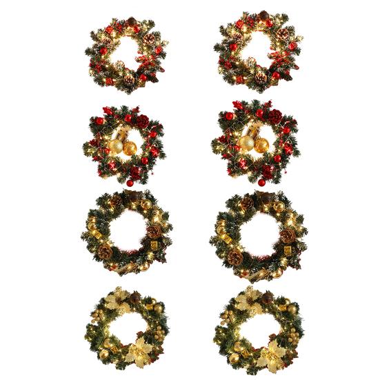 Christmas Wreath for Front Door Artificial Pine Wreath with Berries/Pinecones/Flowers for Holiday Indoor Outdoor Wall Window Porch Decor