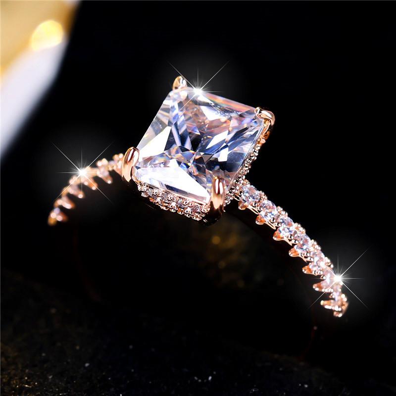 Süßer weißer Zirkonstein Verlobungsring für Damen, Vintage Roségold Farbe, Hochzeits Schmuck für Damen