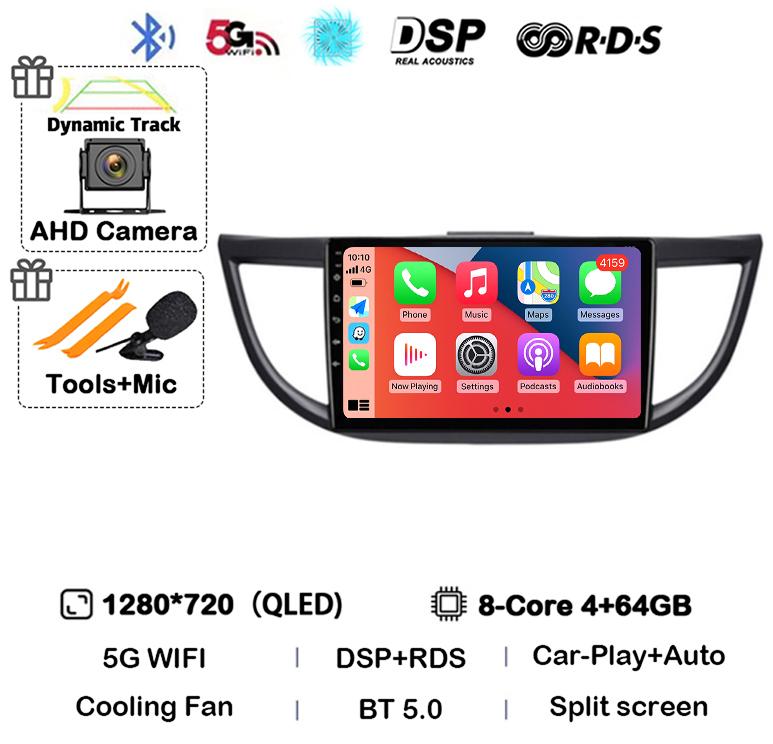 Android 14 Carplay For Honda CRV CR-V 2011 2015 2016 2017 2018 Car Radio Multimedia Video Player Navigation GPS Head Unit Stereo