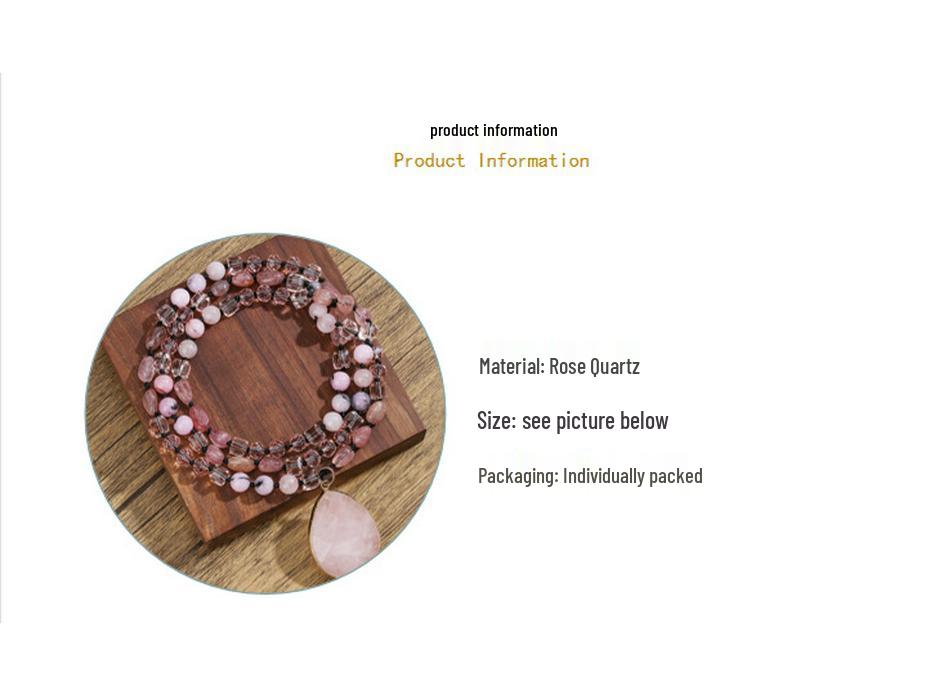 Bohemian Rose Quartz Faceted Crystal Pendant Necklace