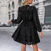 Autumn Women's Dress with Stand-up Collar, Fashionable Elegant Women's Dresses with Long Sleeves