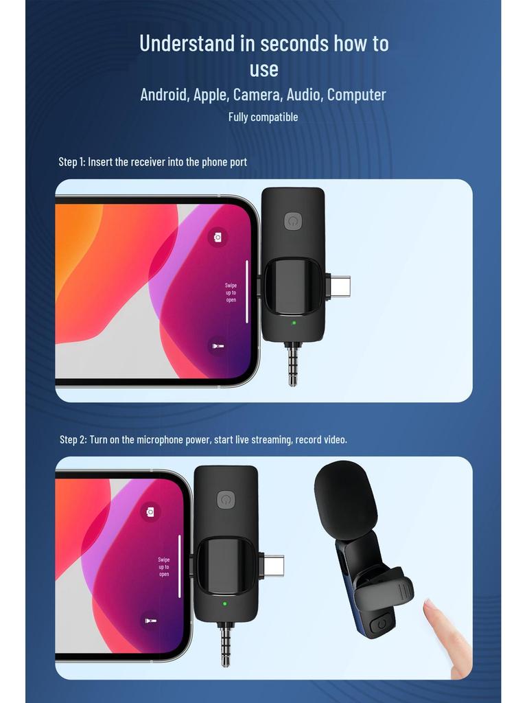 Wireless Lavalier Microphone with High-Definition Sound, Noise Reduction, and Omnidirectional Pickup for Live Streaming