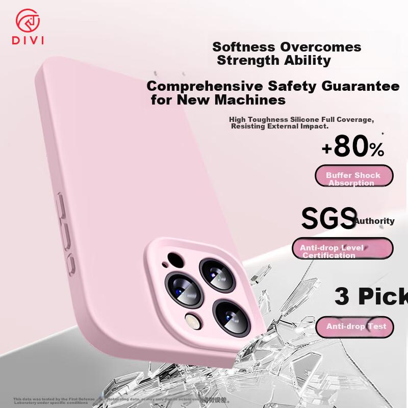 DIVI Official Version Real LiquidIPhone 14 Case, Liquid Silicone Skin-Friendly Full Camera Protection Ultra-Thin Shockproof Anti-Scratch Case, Pink