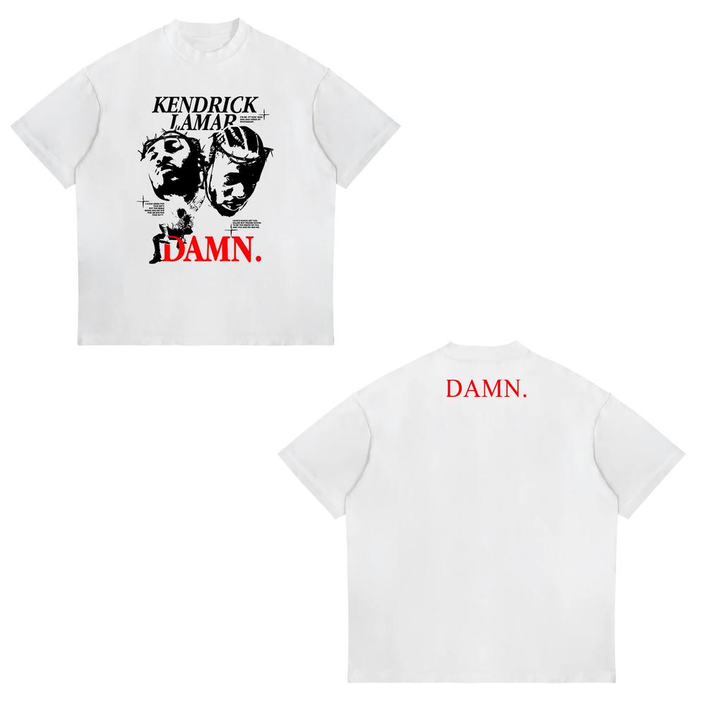 T-shirt Kendrick Lamar DAMN Mêmes Graphismes Été Unisexe Mode Femme Hip Hop T-shirts Oversize Unisexe Vintage Coton