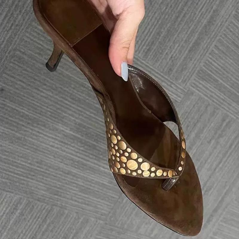 Fashion Luxury High Heels Women's Slippers Designer Heeled Sandals Clip Toe Shoes Flip Flops Brand Pumps Fashion 2025 Summer Zapatos