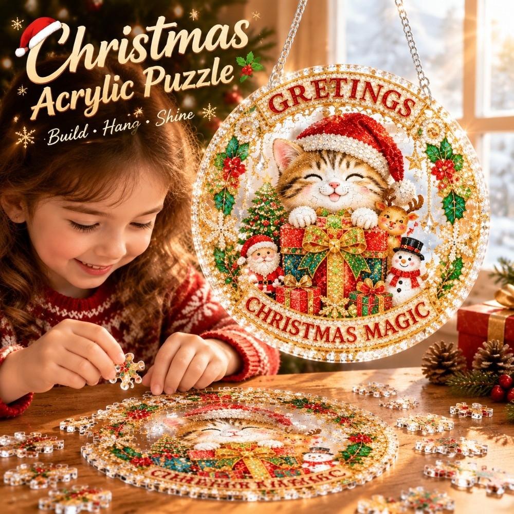 100Pcs Christmas Puzzle Ornament High Transparency Christmas Ornament Durable DIY Suncatcher Home