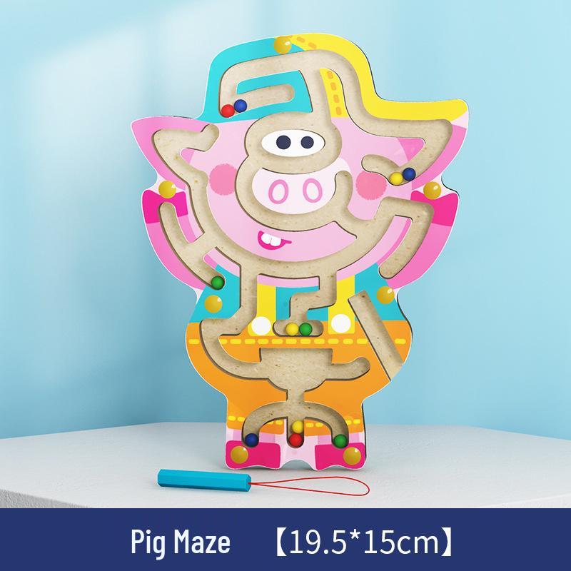 Wooden Magnetic Bead Maze Pen for Children's Education