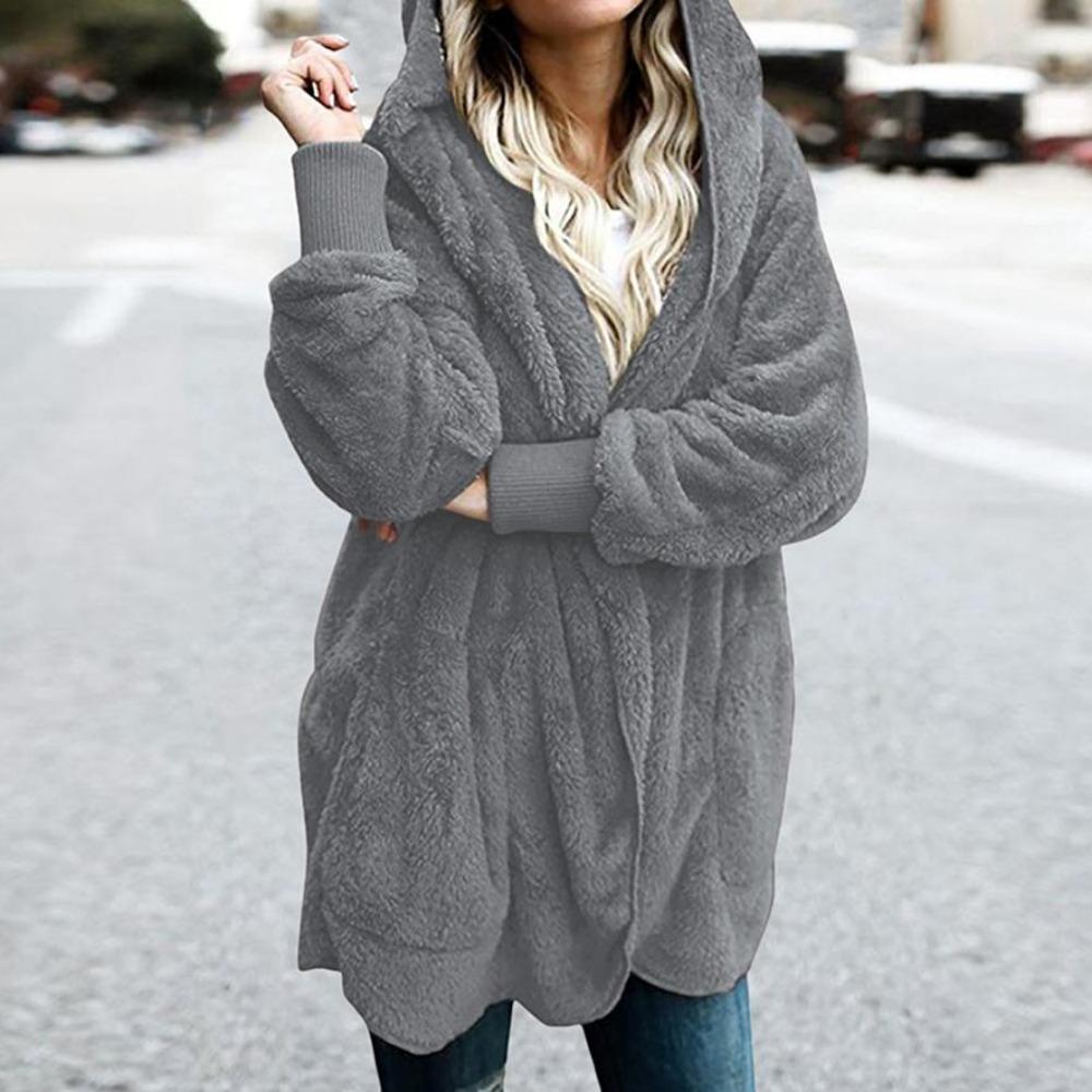 Women's Winter Furry Warm Coat Double Sided Anti Fur Plush Jacket Mid Length Autumn Winter Top