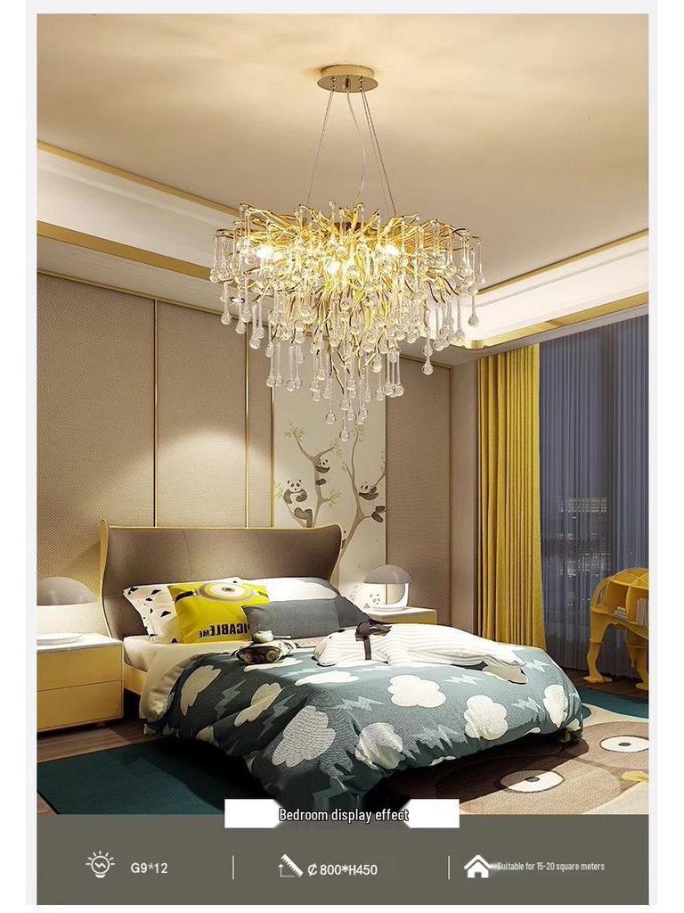 Elegant French Luxury Crystal Chandelier with Water Drop Design for Dining Rooms and Villas