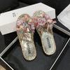 Summer hot-selling gypsy rhinestone cool slippers four-season one-word cool slippers women's flash large-size slippers women