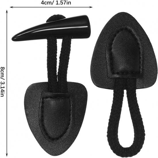 NUOBESTY 4 Pairs Pu Leather Sew-on Toggles Closures Vintage Sew-on Toggles with Horn Buttons Sewing Accessories for Knitwear Windbreaker Padded DIY