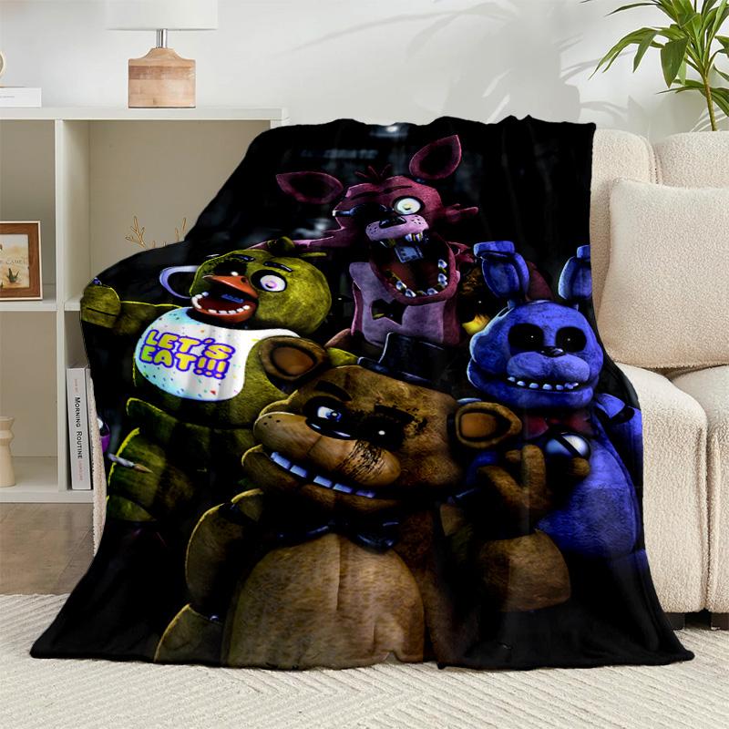 1PC Fnaf Character Collage Flannel Blanket Gift, Suitable for Both Men And Women, Soft Ideal for Beds And Sofa, Birthday Or Christmas Gift