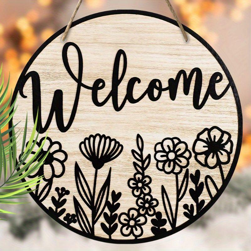 Wooden Hanging Decorative Sign, Welcome Signs, Indoor or Garden Decorations, 2D Flat Pendants, Housewarming Gifts for Friends