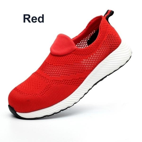 

Дышащая легкая рабочая обувь со стальным носком, повседневная защитная обувь, походная защитная обувь 46 красный