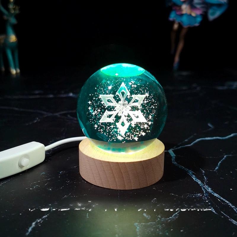 1ks 3D křišťálová koule pro sněhové sochařství, USB noční světlo, vhodné pro dekoraci v ložnici a obývacím pokoji, pro Den otců/Mo