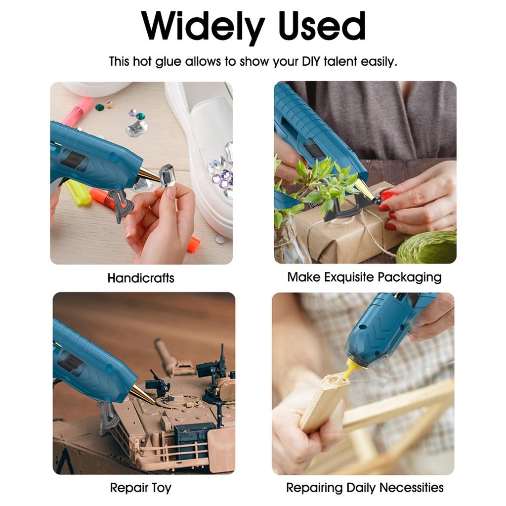 5400MAh Cordless Hot Melt Glue Guns With 100/50/20pc Glue Sticks Copper Nozzle Rechargeable Hot Glue Guns DIY Craft Repair Tool USB 80W